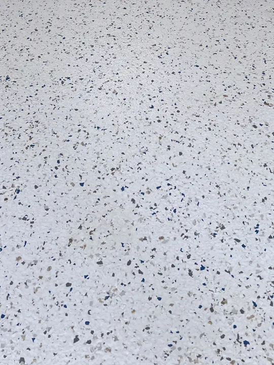 Installed simulated terrazzo flooring